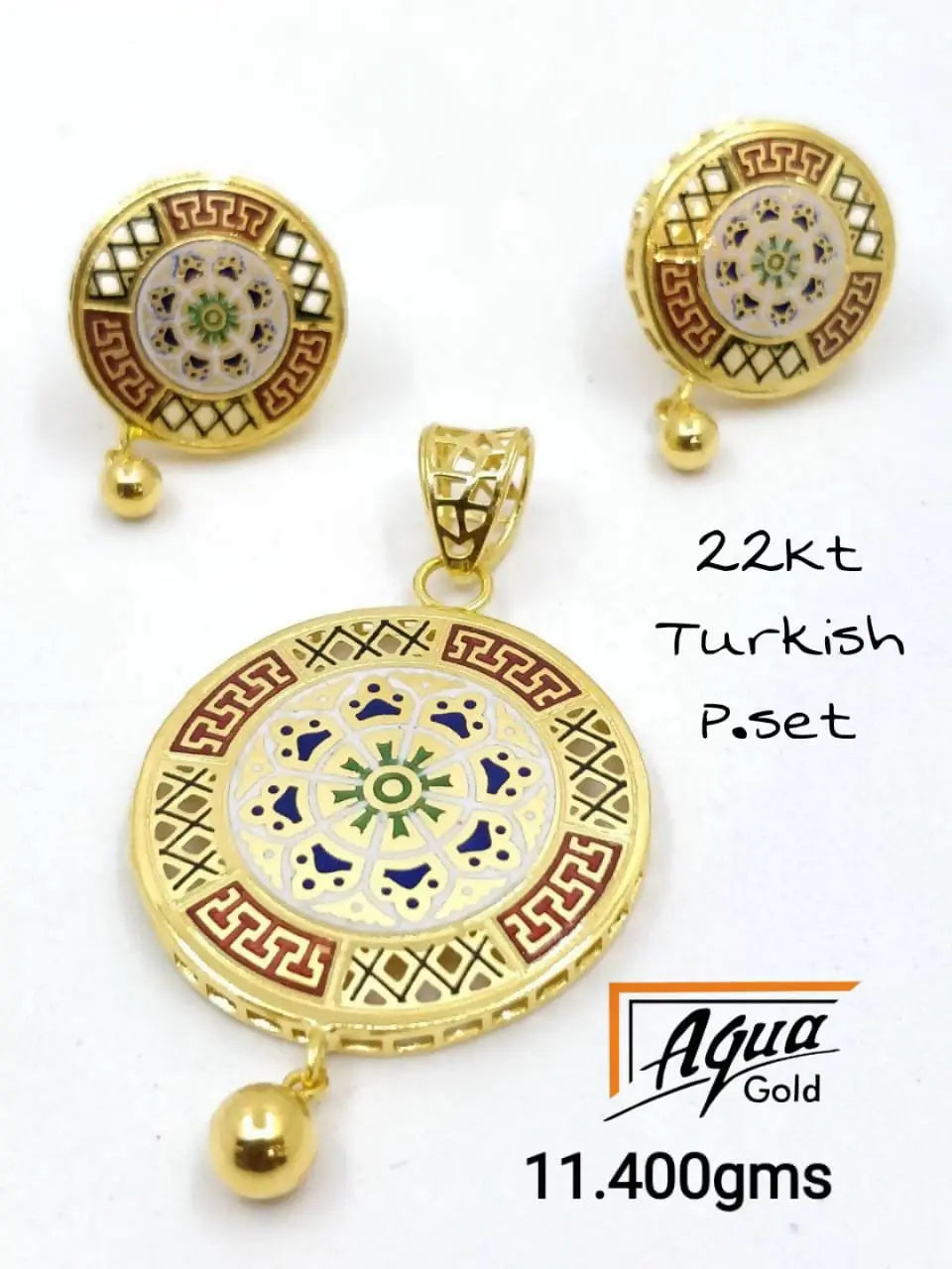 Turkish Enamel Pendant Set Sarafa Bazar India