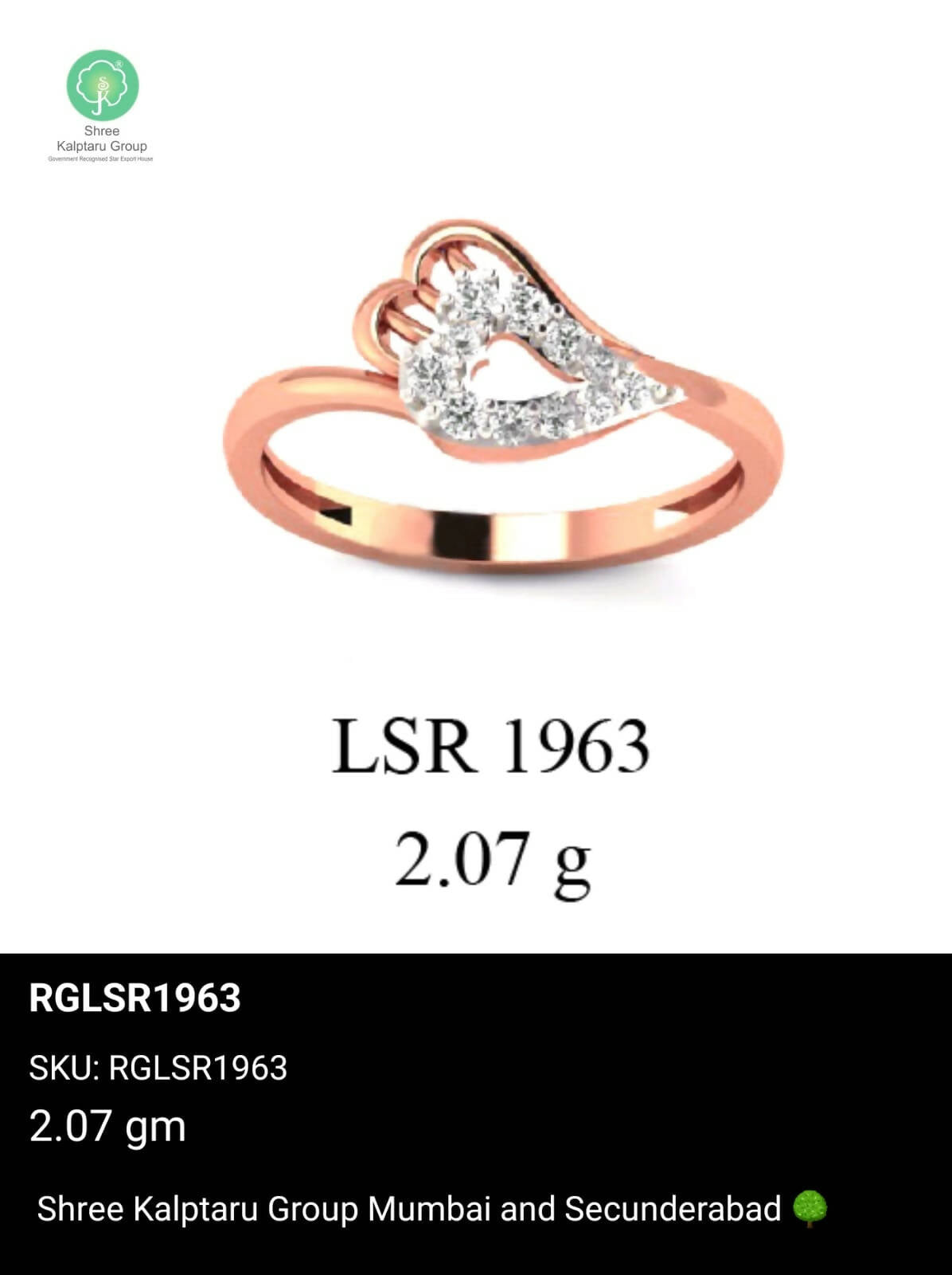 Light weight Rose Gold Ladies Rings Sarafa Bazar India