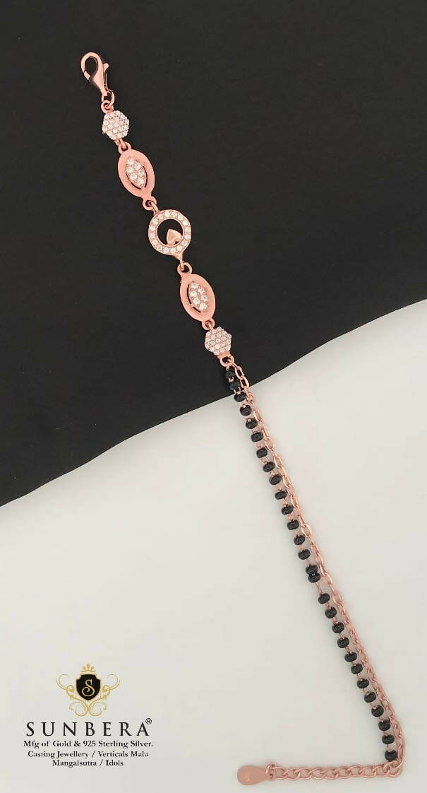 925 Silver Rose Gold Mangalsutra Bracelet Sarafa Bazar India