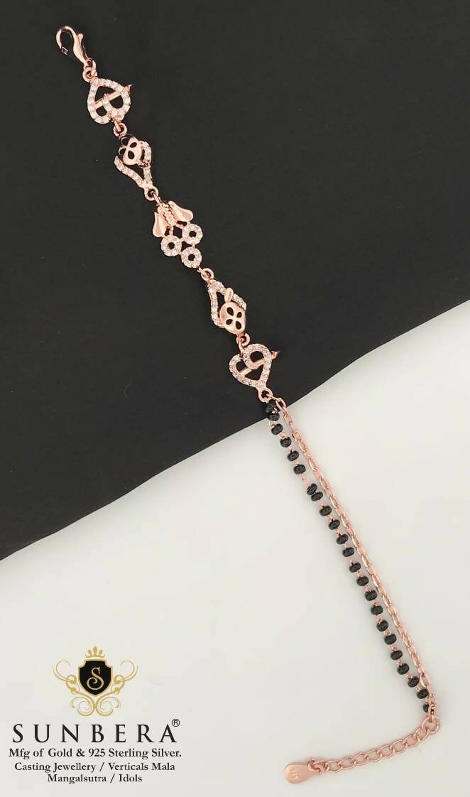 925 Silver Rose Gold Mangalsutra Bracelet Sarafa Bazar India