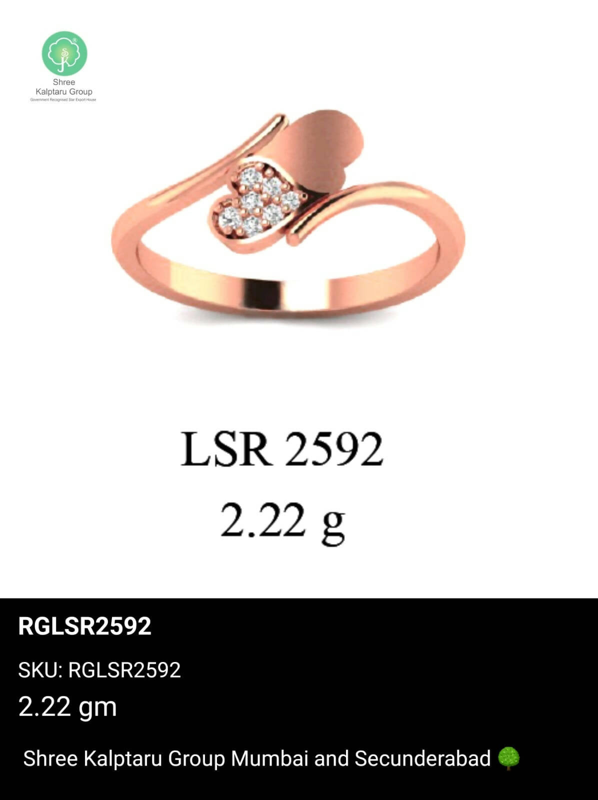 Light weight Rose Gold Ladies Rings Sarafa Bazar India