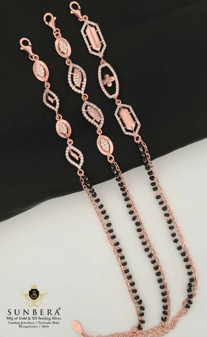 925 Silver Rose Gold Mangalsutra Bracelet Sarafa Bazar India