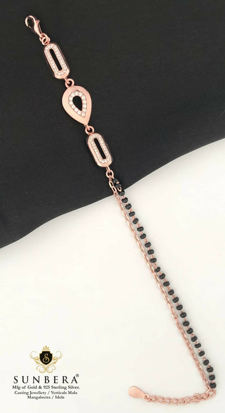 925 Silver Rose Gold Mangalsutra Bracelet Sarafa Bazar India