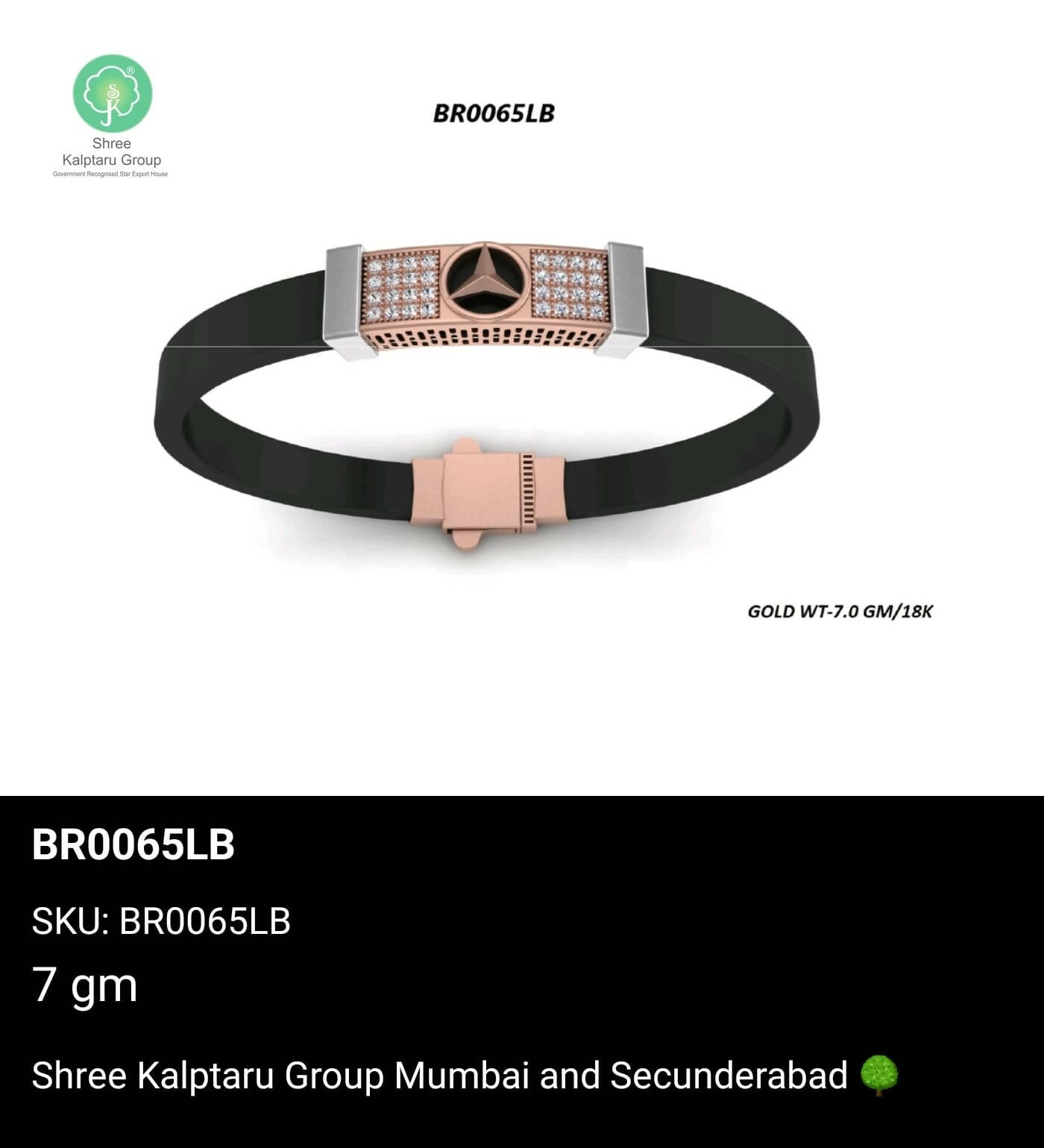 Rose Gold Gents Bracelet Sarafa Bazar India