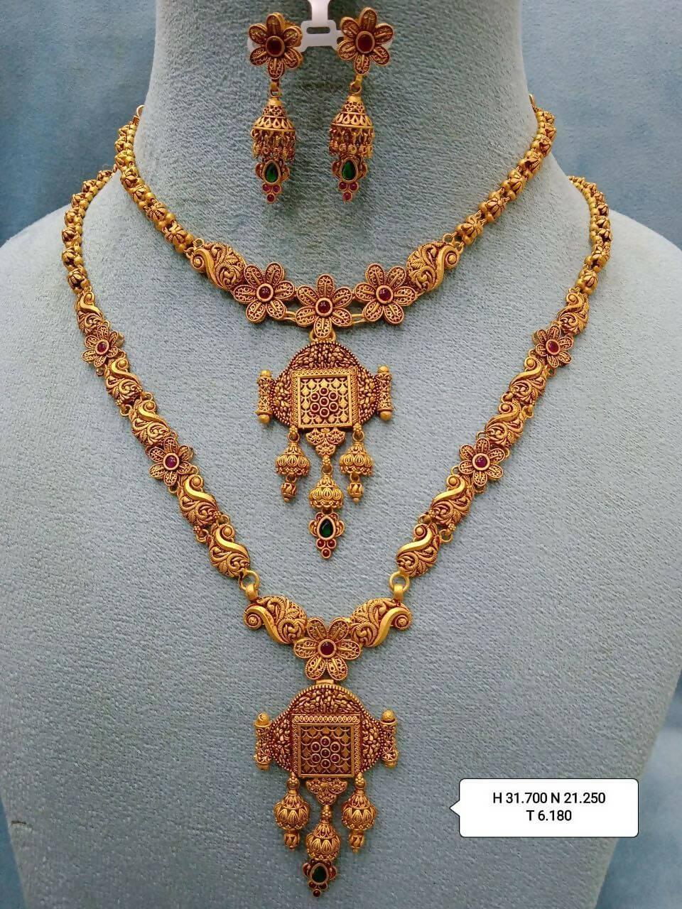 Antique Temple Necklace & Long Set Sarafa Bazar India