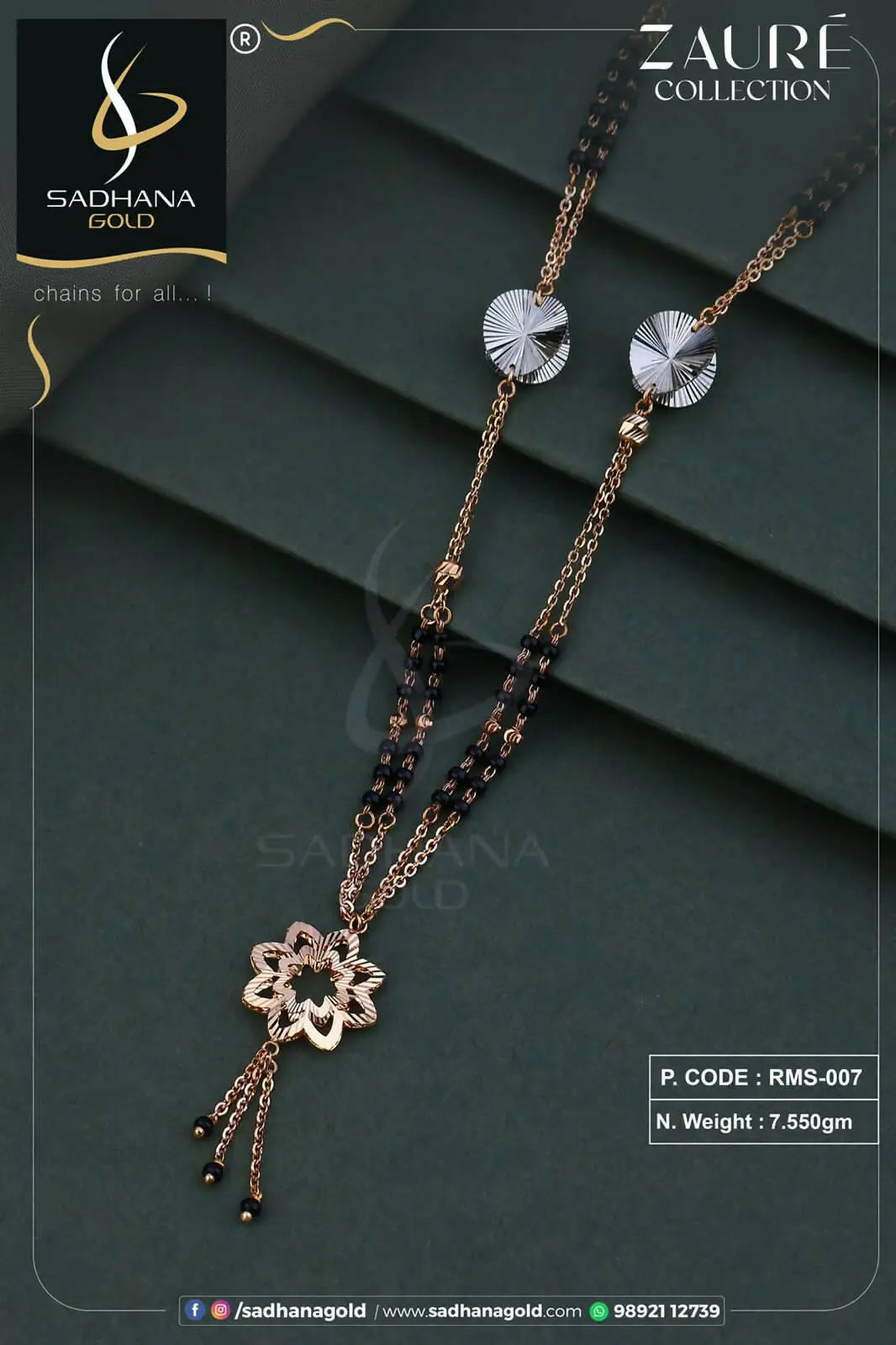 Rose Gold Italian Mangalsutra Sarafa Bazar India