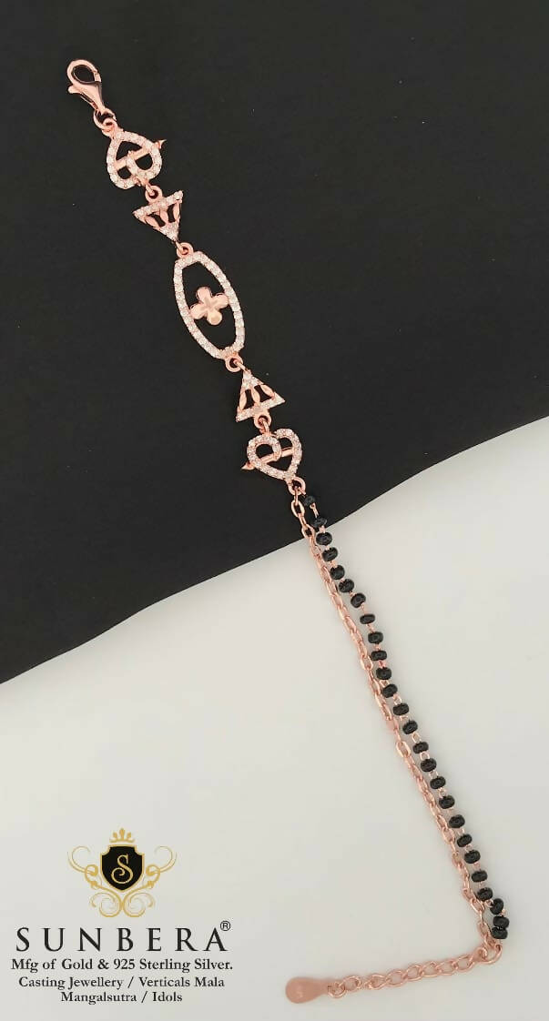 925 Silver Rose Gold Mangalsutra Bracelet Sarafa Bazar India