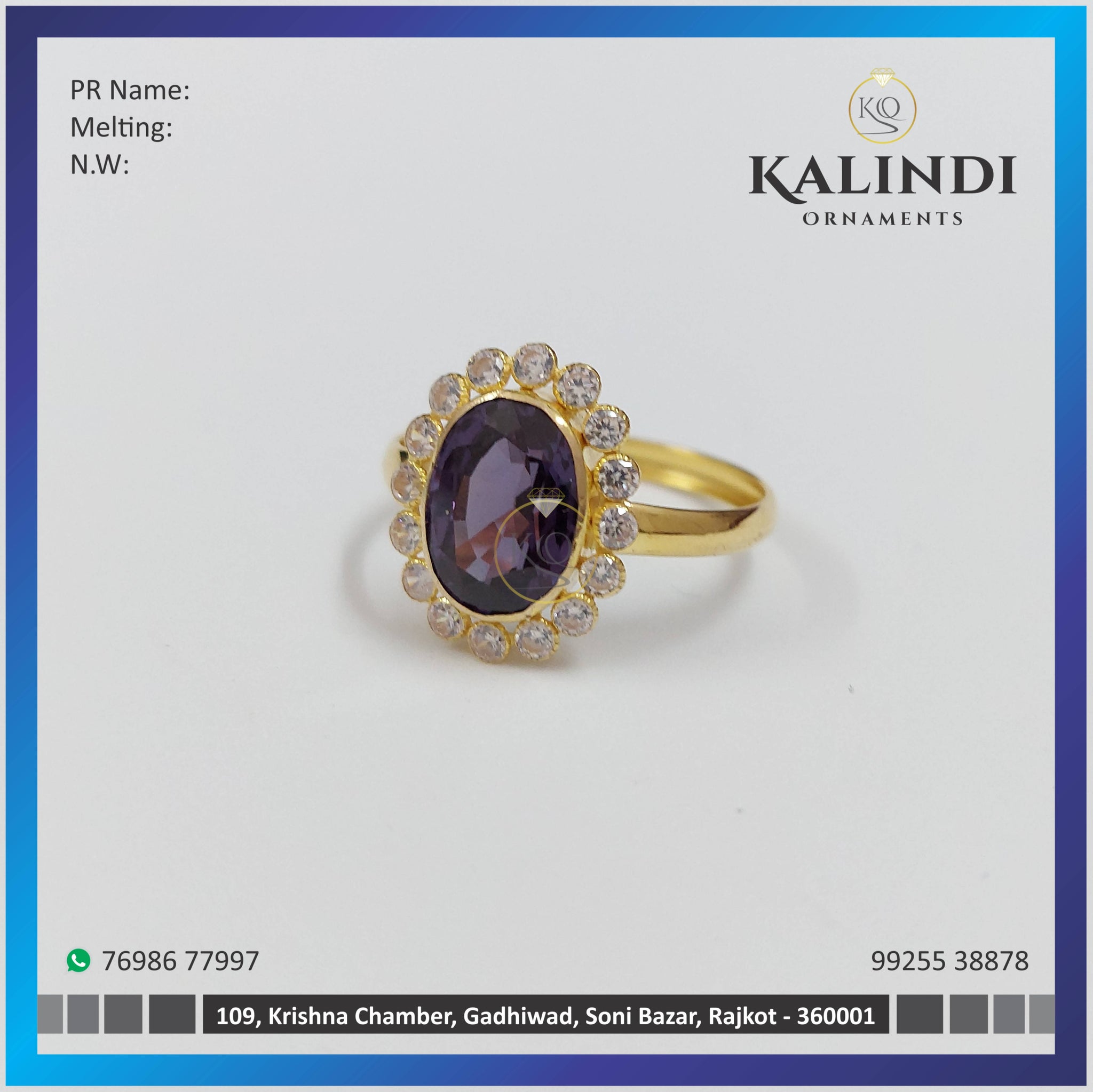 Light Weight Gold Stone Ladies Ring Sarafa Bazar India