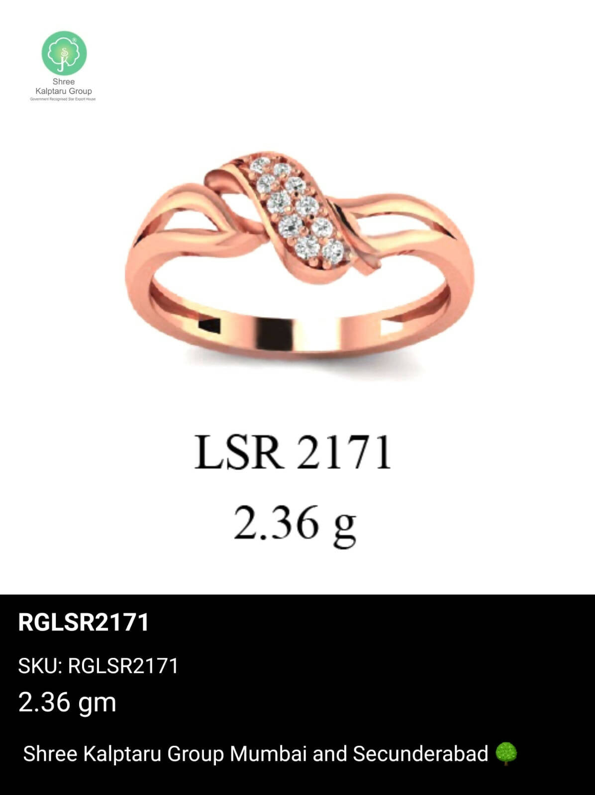 Light weight Rose Gold Ladies Rings Sarafa Bazar India