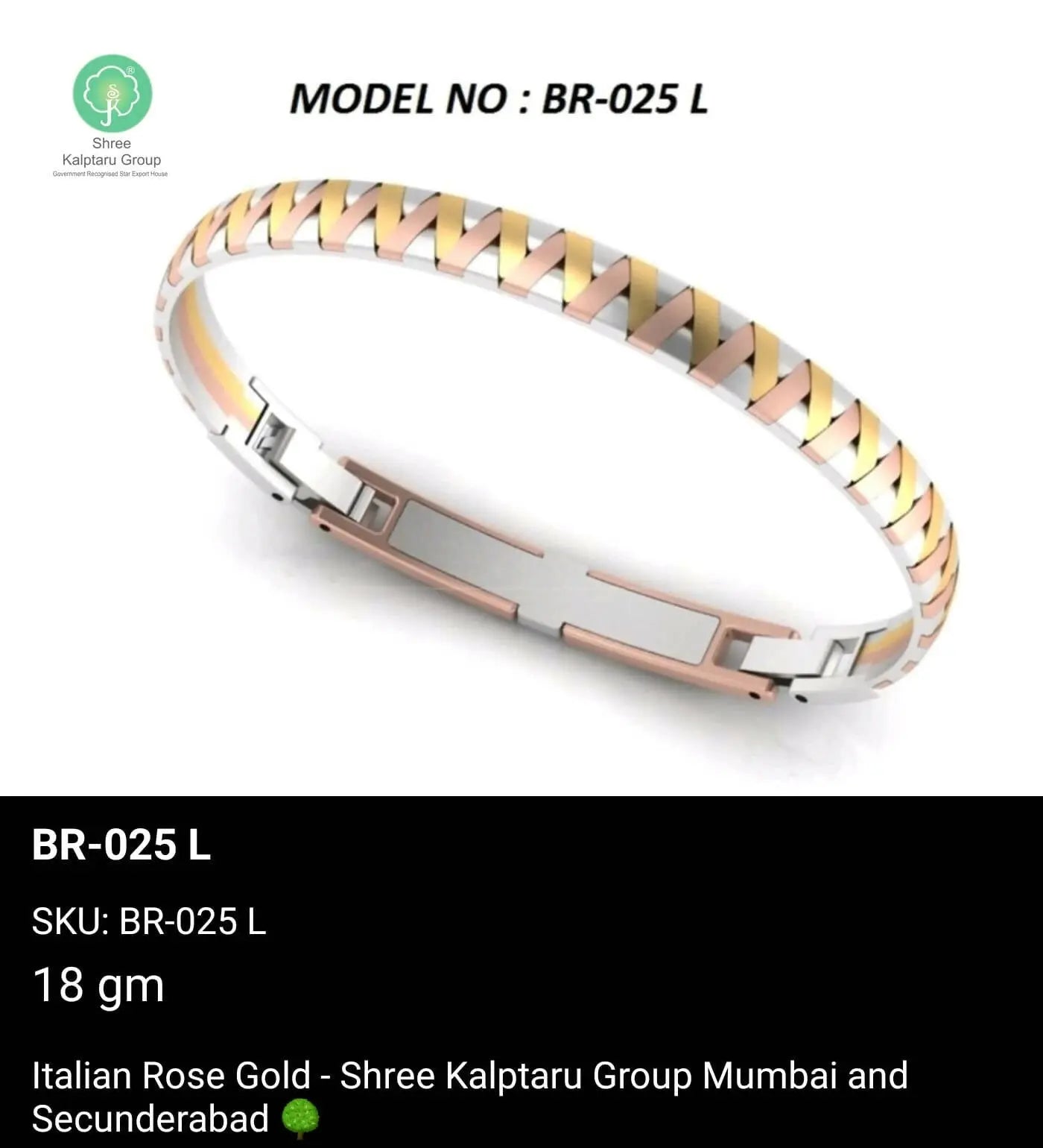 Italian Rose Gold Gents Bracelet Sarafa Bazar India