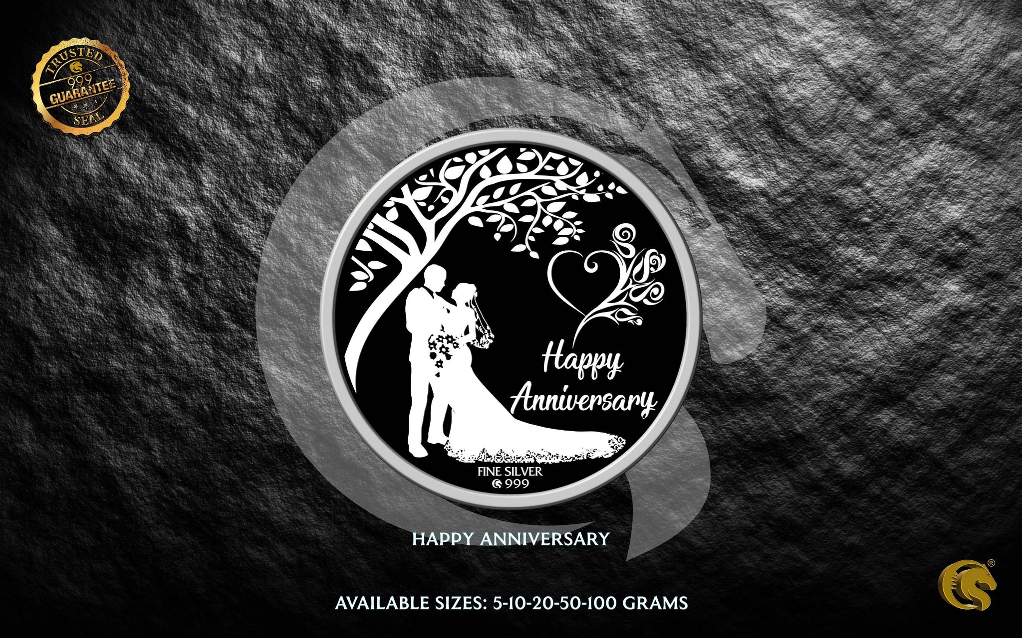 Happy Anniversary Silver Coin 999 | Omkar Mint Sarafa Bazar