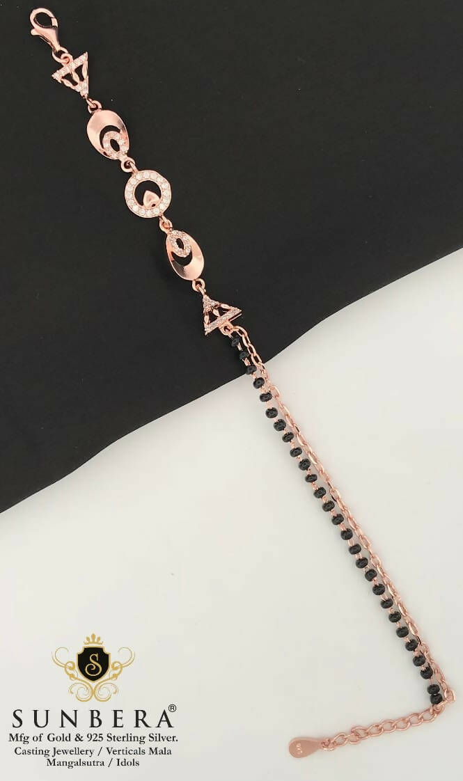 925 Silver Rose Gold Mangalsutra Bracelet Sarafa Bazar India