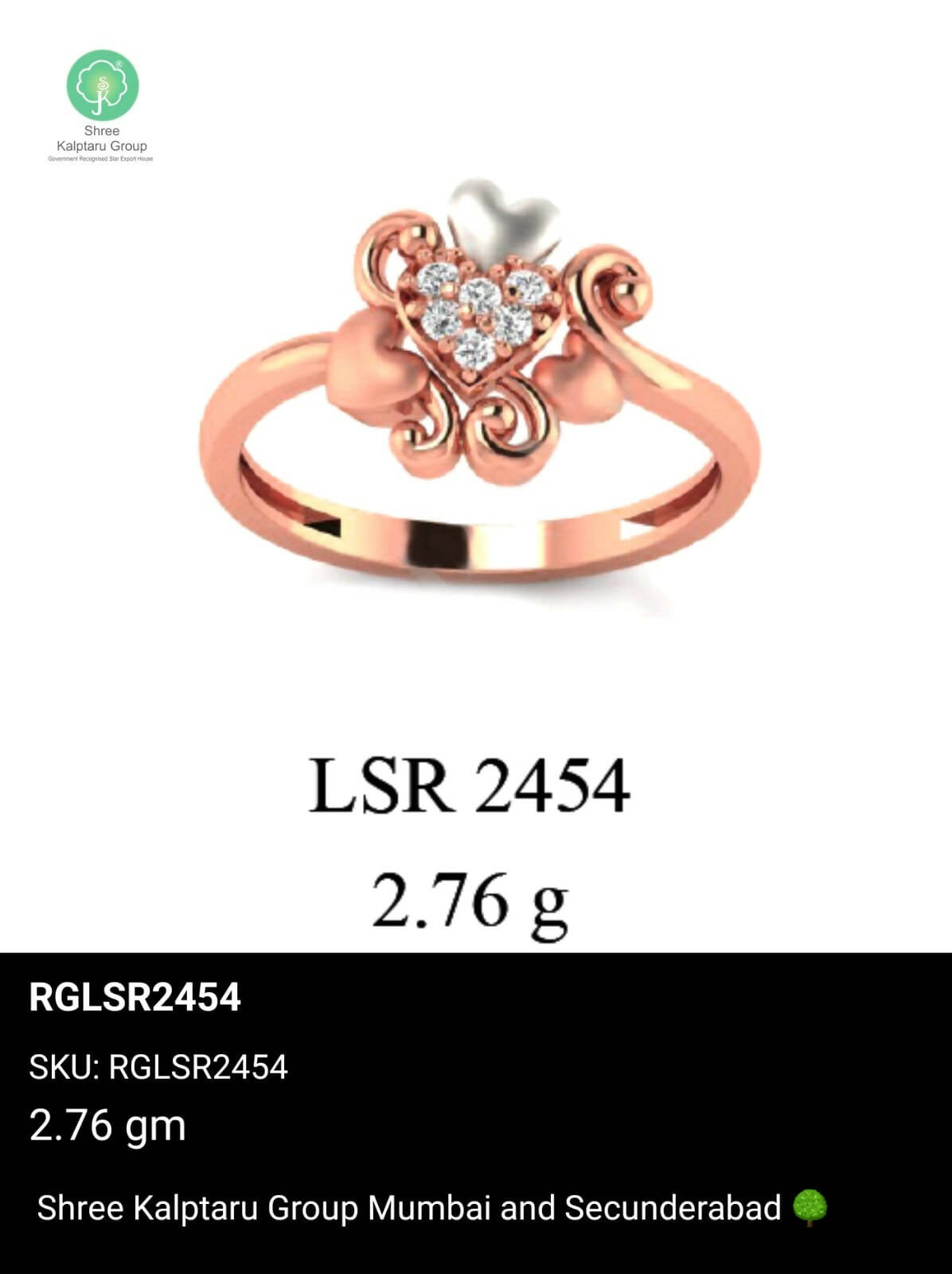 Light weight Rose Gold Ladies Rings Sarafa Bazar India