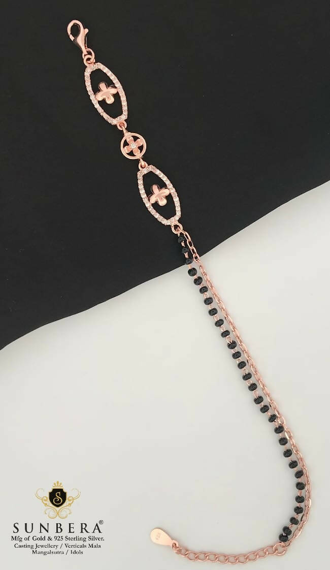 925 Silver Rose Gold Mangalsutra Bracelet Sarafa Bazar India