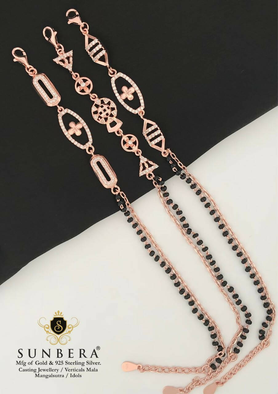 925 Silver Rose Gold Mangalsutra Bracelet Sarafa Bazar India