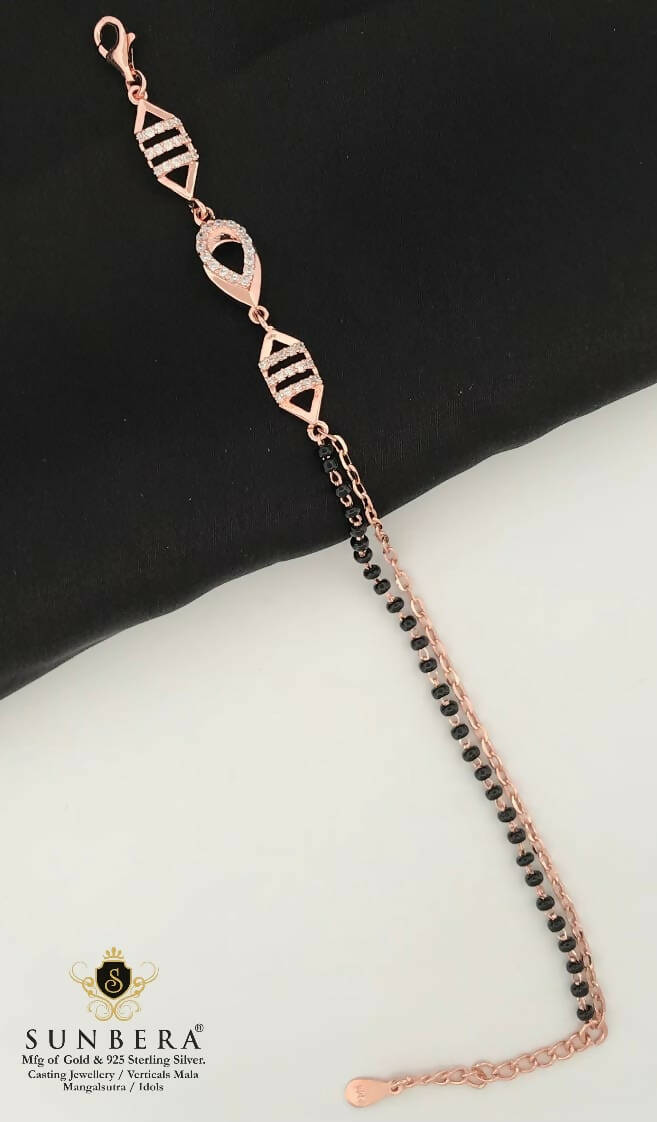 925 Silver Rose Gold Mangalsutra Bracelet Sarafa Bazar India