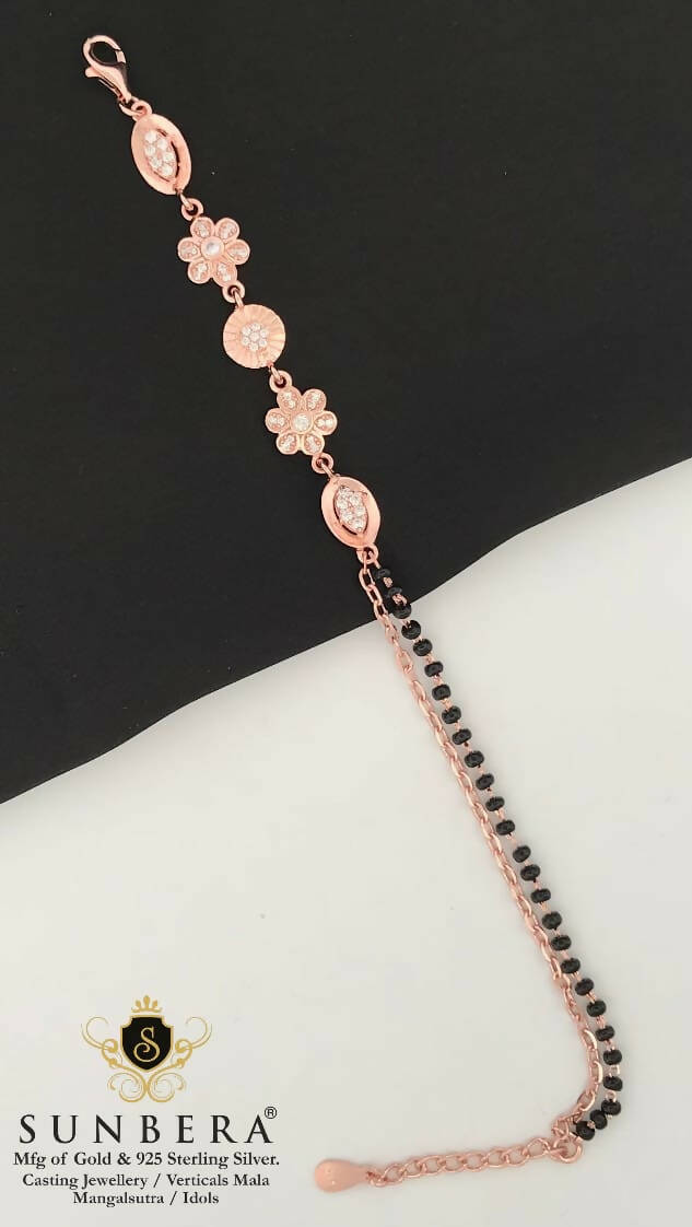 925 Silver Rose Gold Mangalsutra Bracelet Sarafa Bazar India