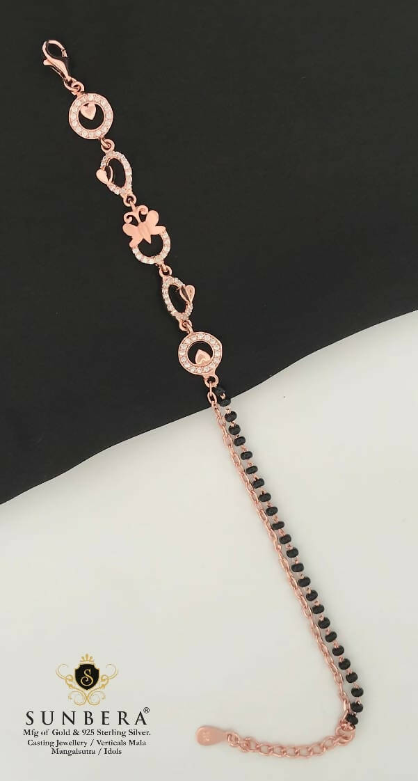 925 Silver Rose Gold Mangalsutra Bracelet Sarafa Bazar India