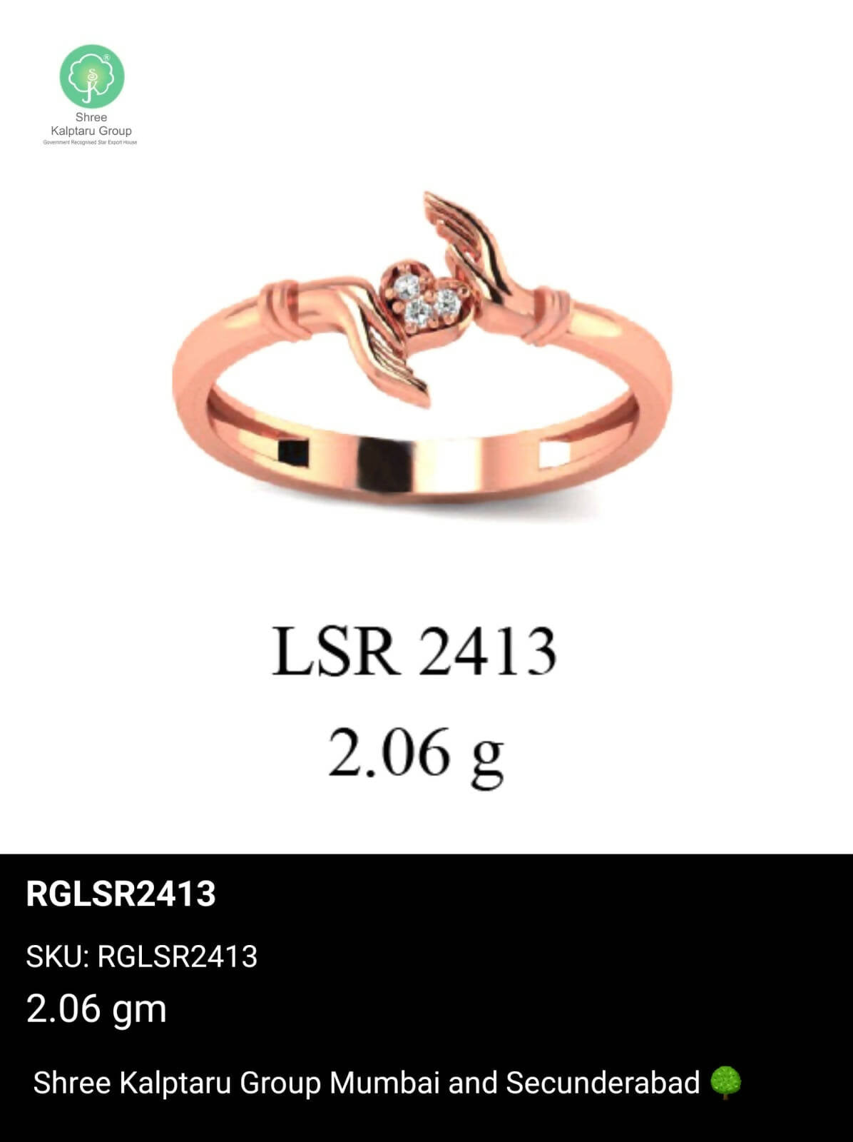 Light weight Rose Gold Ladies Rings Sarafa Bazar India