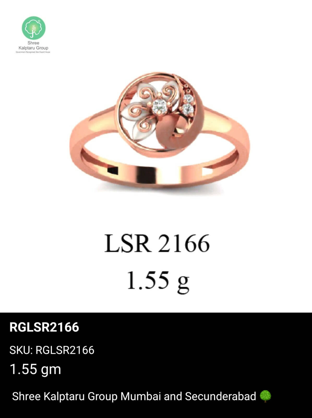 Light weight Rose Gold Ladies Rings Sarafa Bazar India