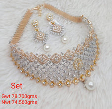 18KT CZ NECKLACE SET CHOKER COLLECTION Sarafa Bazar