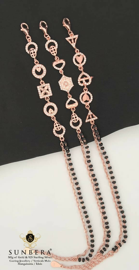 925 Silver Rose Gold Mangalsutra Bracelets Sarafa Bazar India