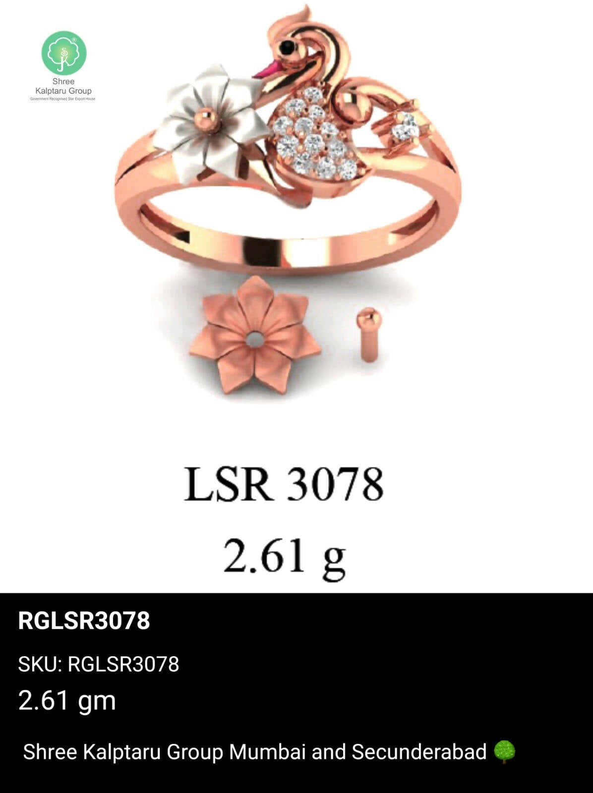 Light weight Rose Gold Ladies Rings Sarafa Bazar India