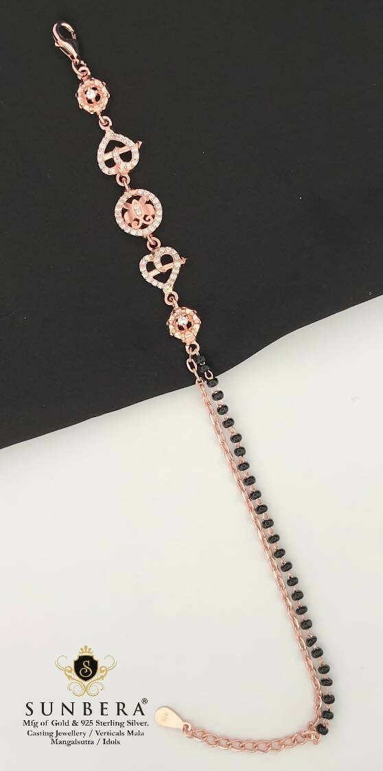 925 Silver Rose Gold Mangalsutra Bracelet Sarafa Bazar India