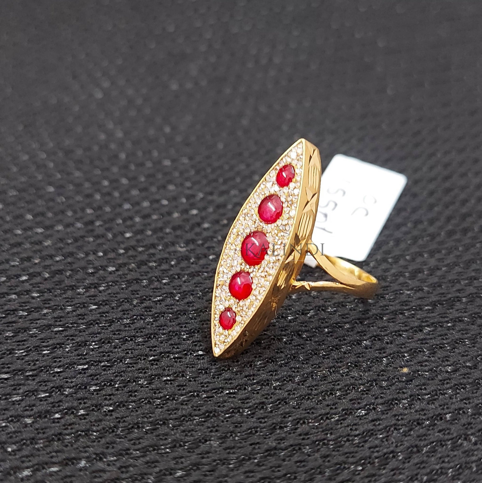 Light Weight Gold Stone Ladies Ring Sarafa Bazar India