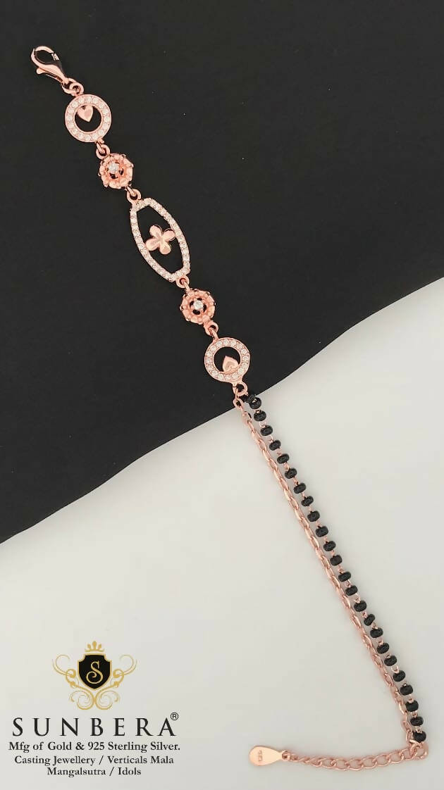 925 Silver Rose Gols Mangalsutra Bracelet Sarafa Bazar India