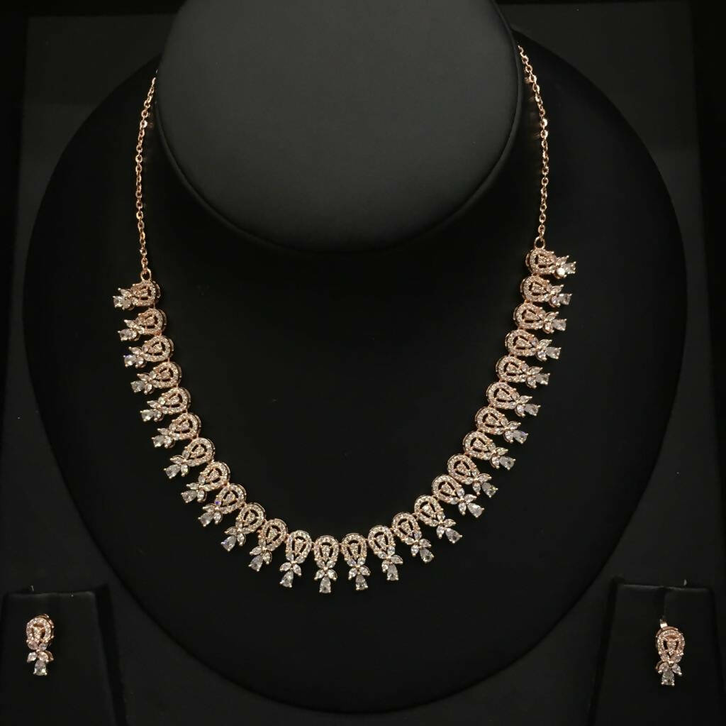 925 Silver Rose Gold Necklace Sarafa Bazar India