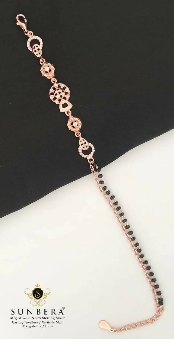 925 Silver Rose Gold Mangalsutra Bracelet Sarafa Bazar India