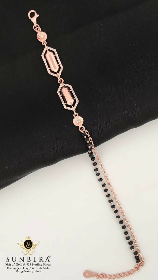 925 Silver Rose Gold Mangalsutra Bracelet Sarafa Bazar India