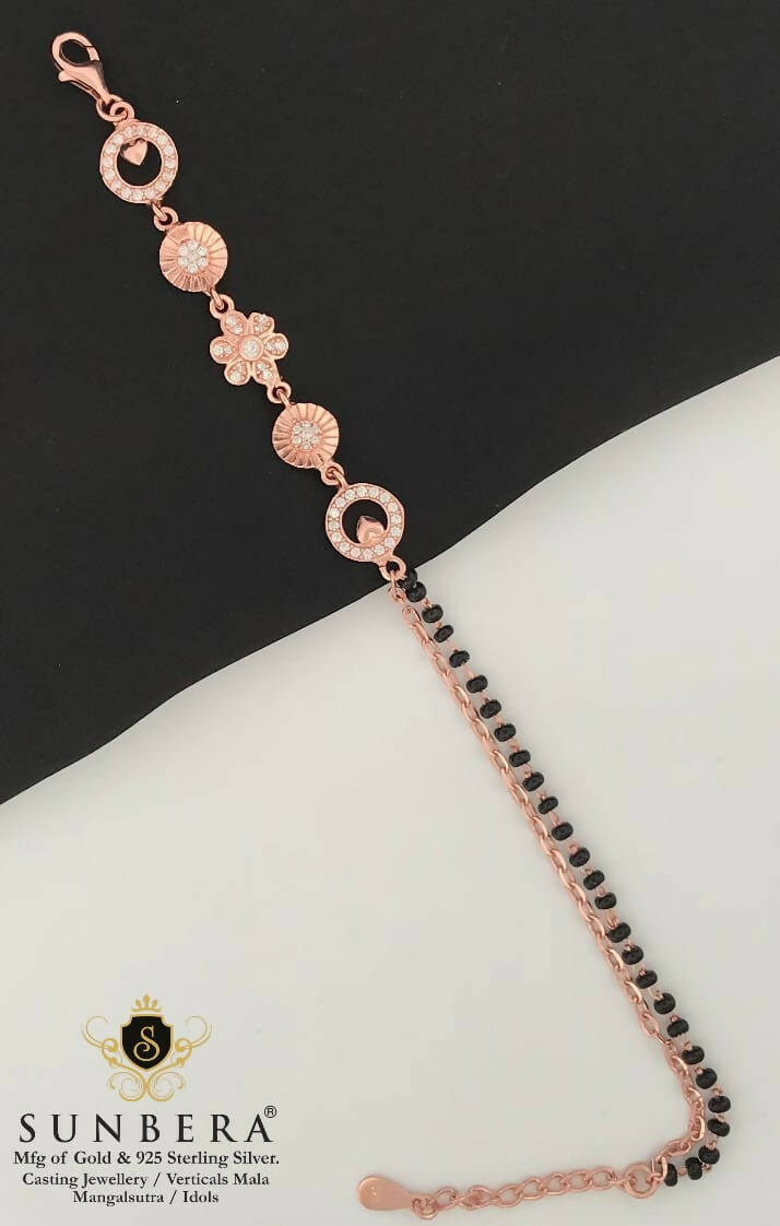 925 Silver Rose Gold Mangalsutra Bracelet Sarafa Bazar India