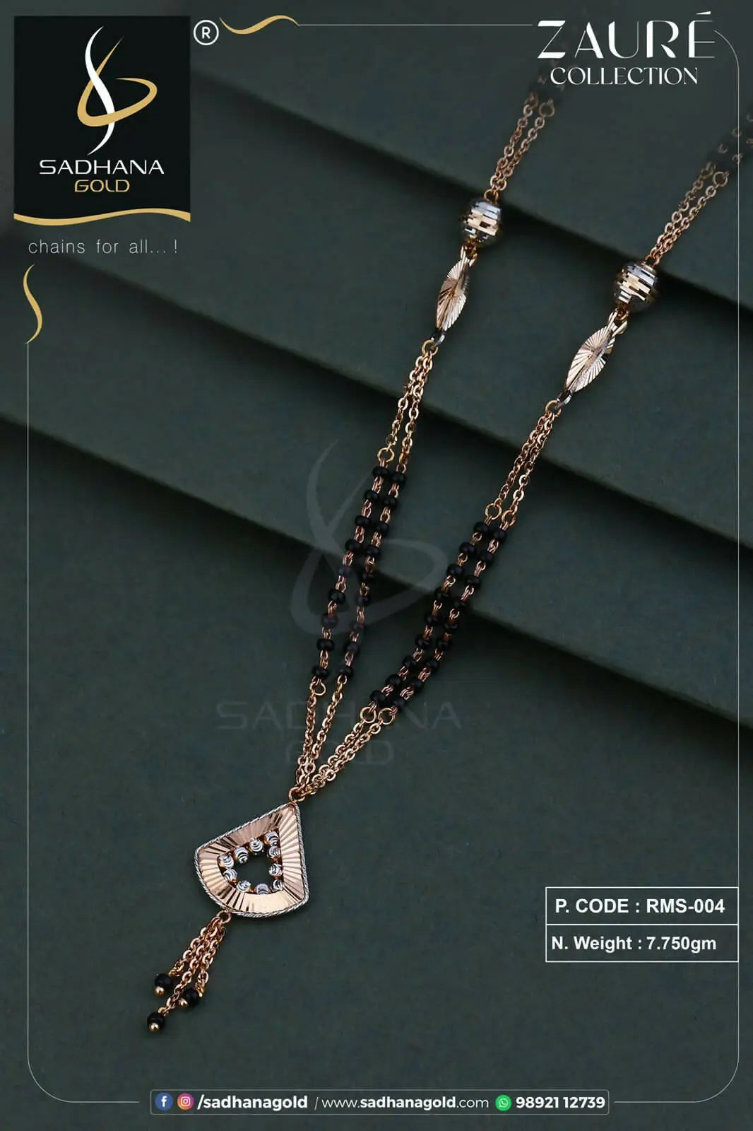 Rose Gold Italian Mangalsutra Sarafa Bazar India