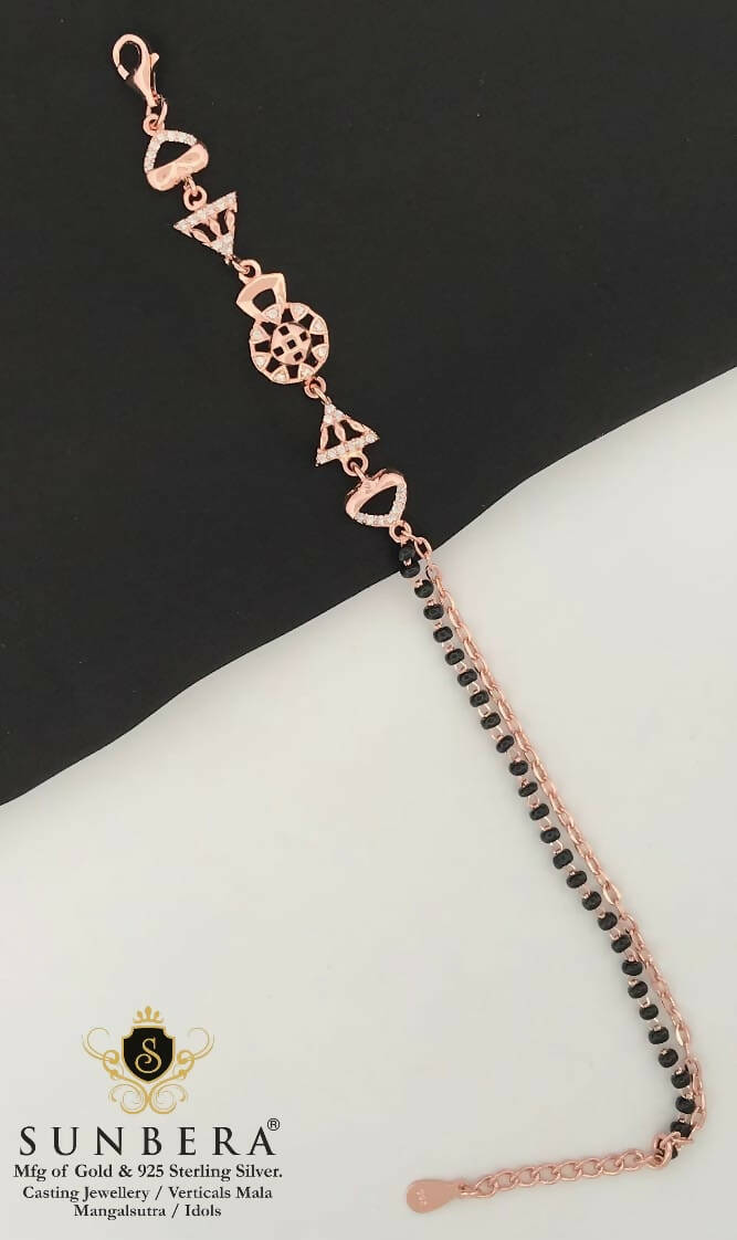 925 Silver Rose Gold Mangalsutra Bracelet Sarafa Bazar India