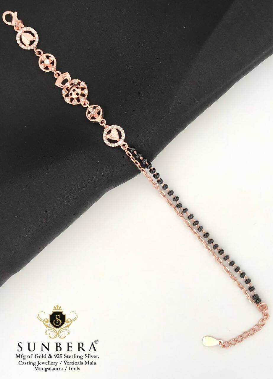 925 Silver Rose Gold Mangalsutra Bracelet Sarafa Bazar India