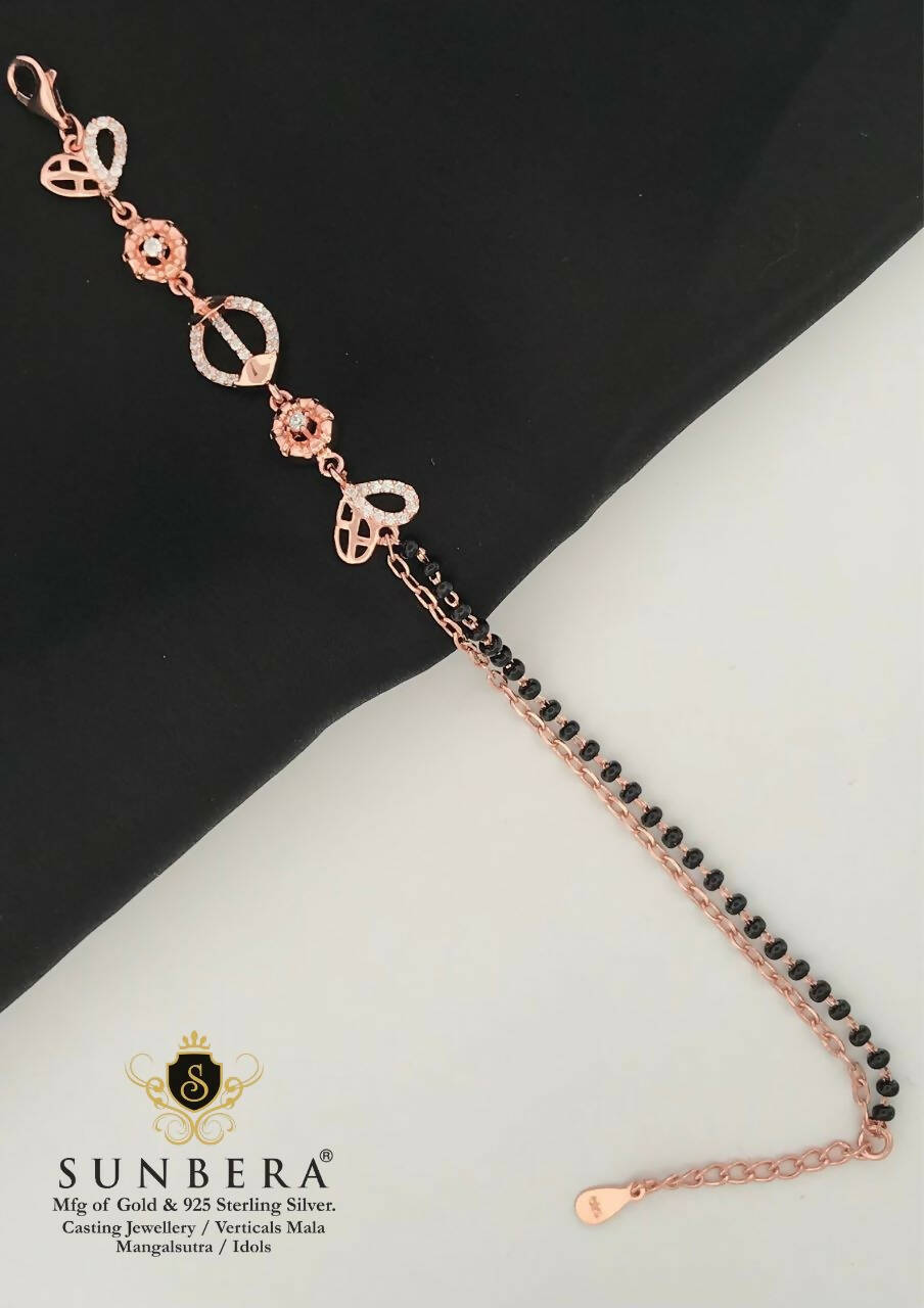 925 Silver Rose Gold Mangalsutra Bracelet Sarafa Bazar India