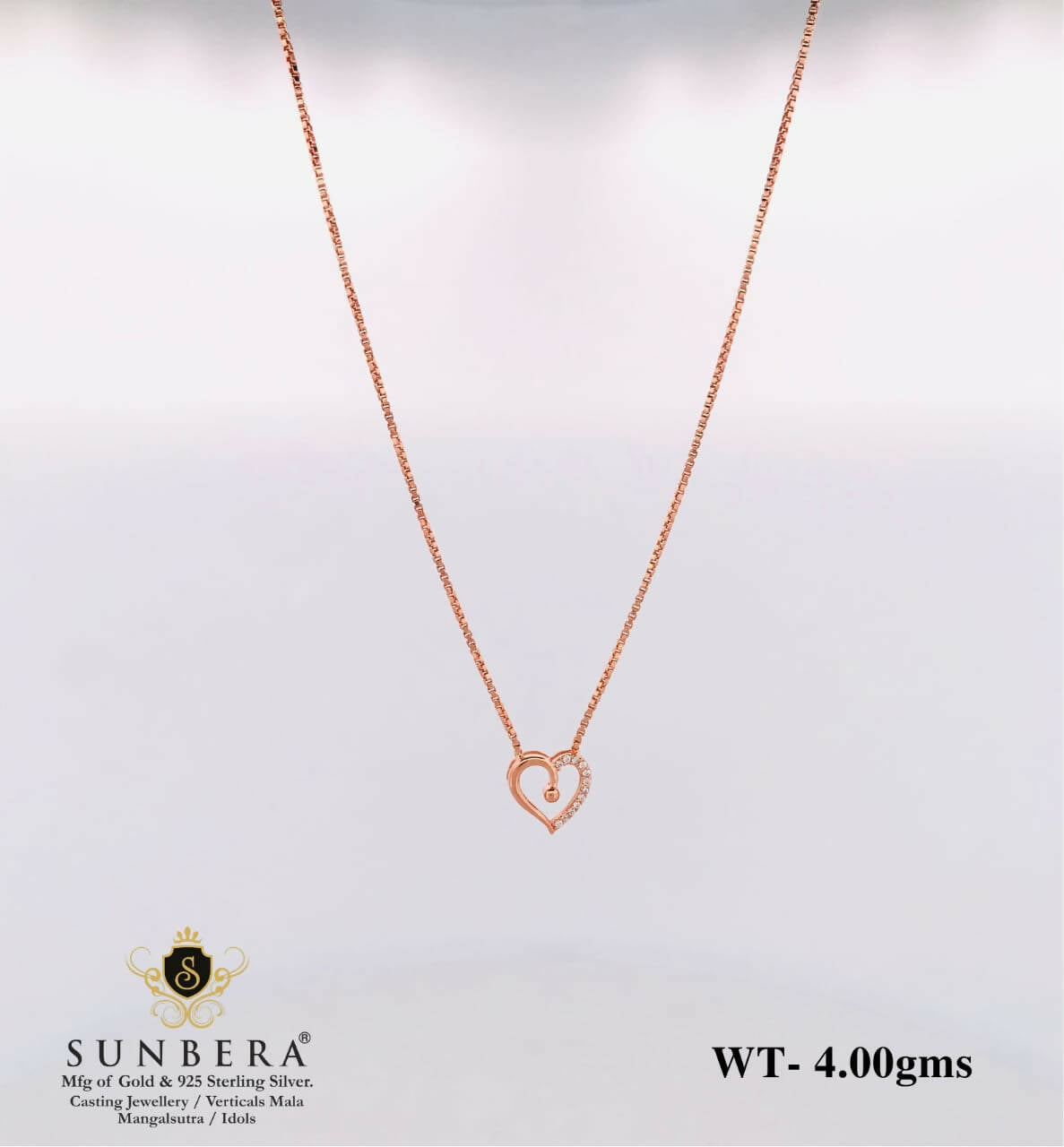 925 Silver Rose Gold Chain Set Sarafa Bazar India