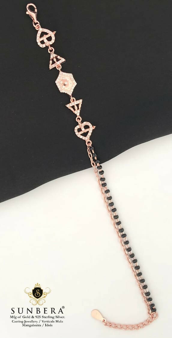 925 Silver Rose Gold Mangalsutra Bracelet Sarafa Bazar India