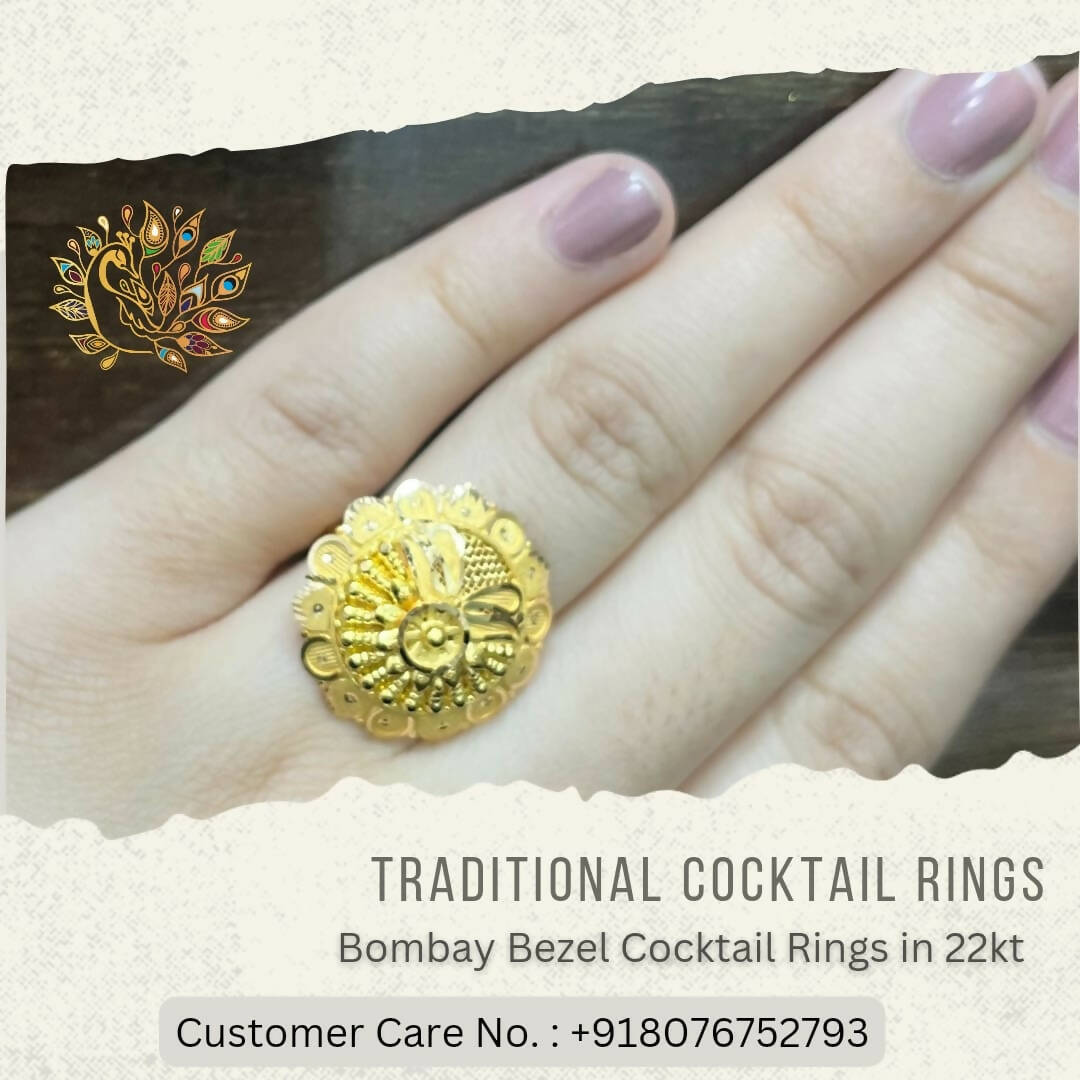 22kt Gold Bezel Ring Sarafa Bazar India