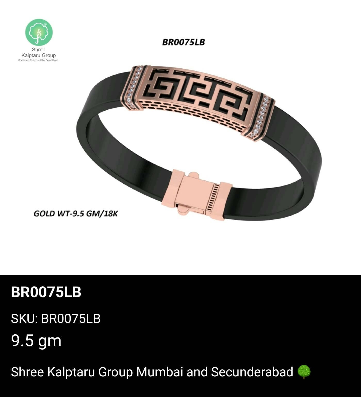 Rose Gold Gents Bracelet Sarafa Bazar India