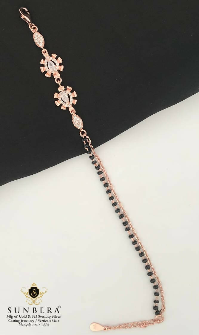 925 Silver Rose Gold Mangalsutra Bracelet Sarafa Bazar India