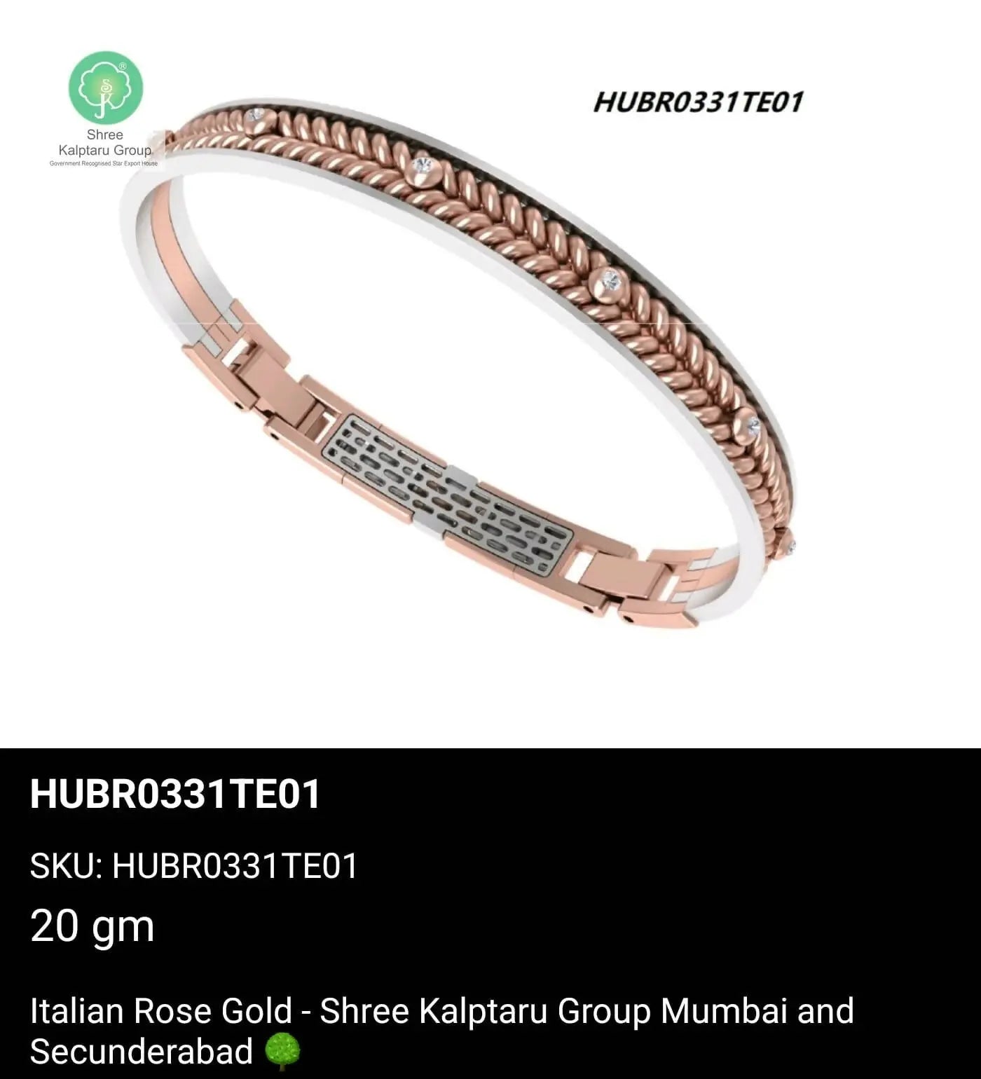 Italian Rose Gold Gents Bracelet Sarafa Bazar India