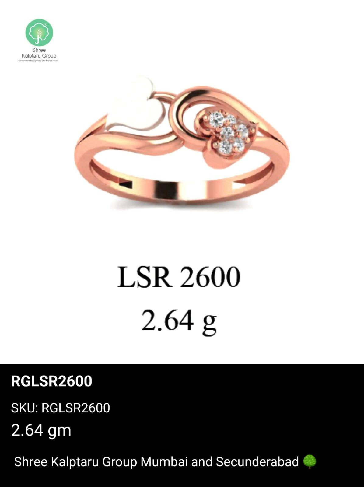 Light weight Rose Gold Ladies Rings Sarafa Bazar India