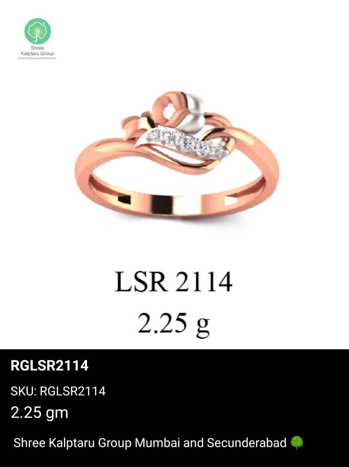 Light weight Rose Gold Ladies Rings Sarafa Bazar India