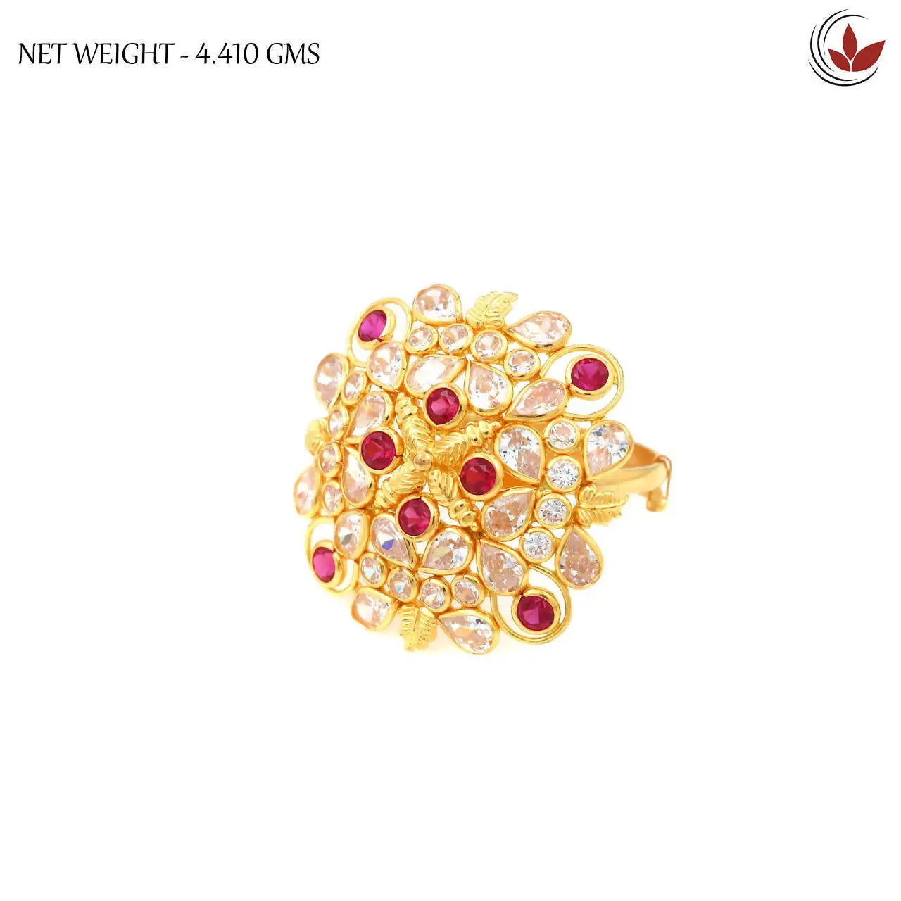 Light Weight Gold Stone Ladies Ring Sarafa Bazar India