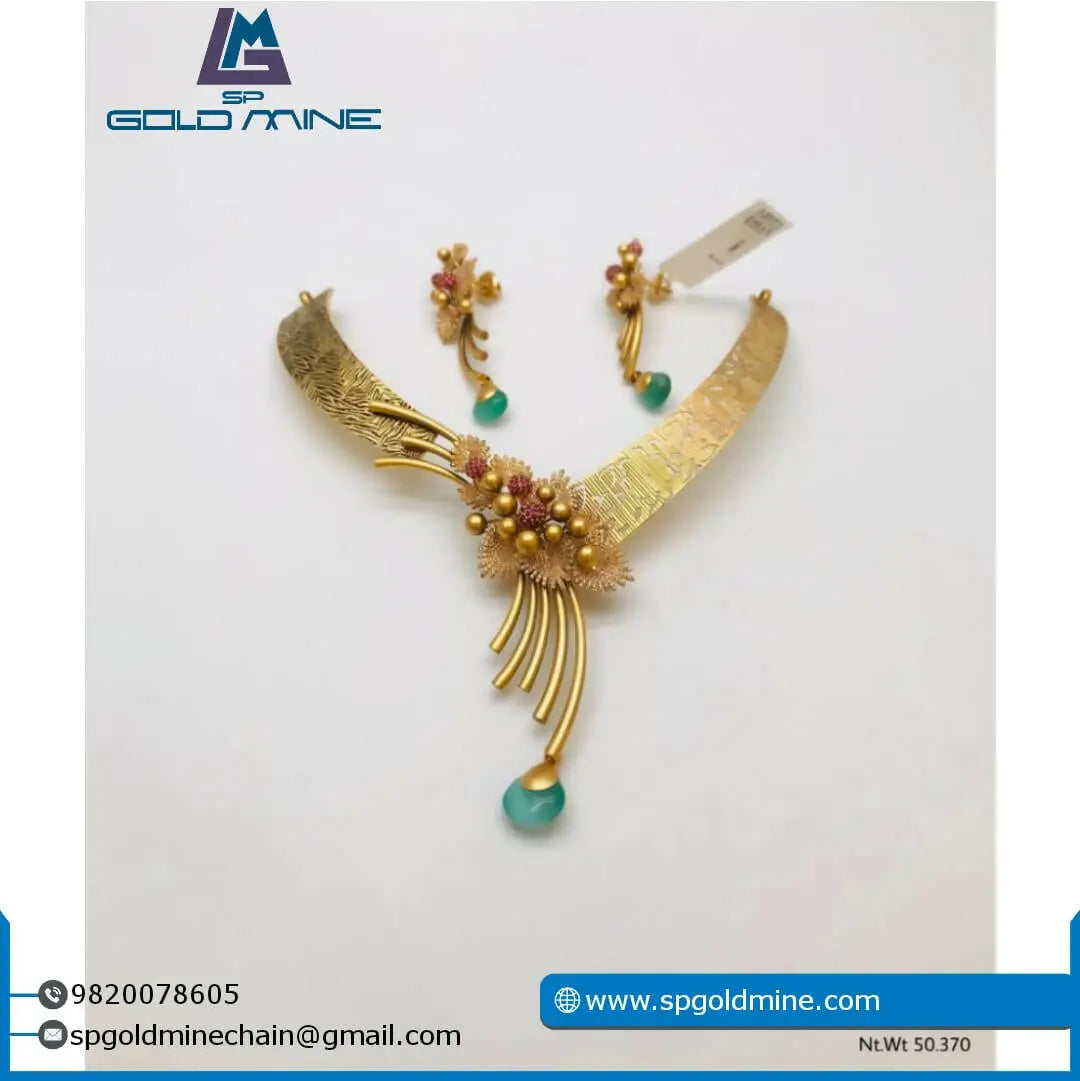 22k Kundan Antique Necklace Sarafa Bazar India