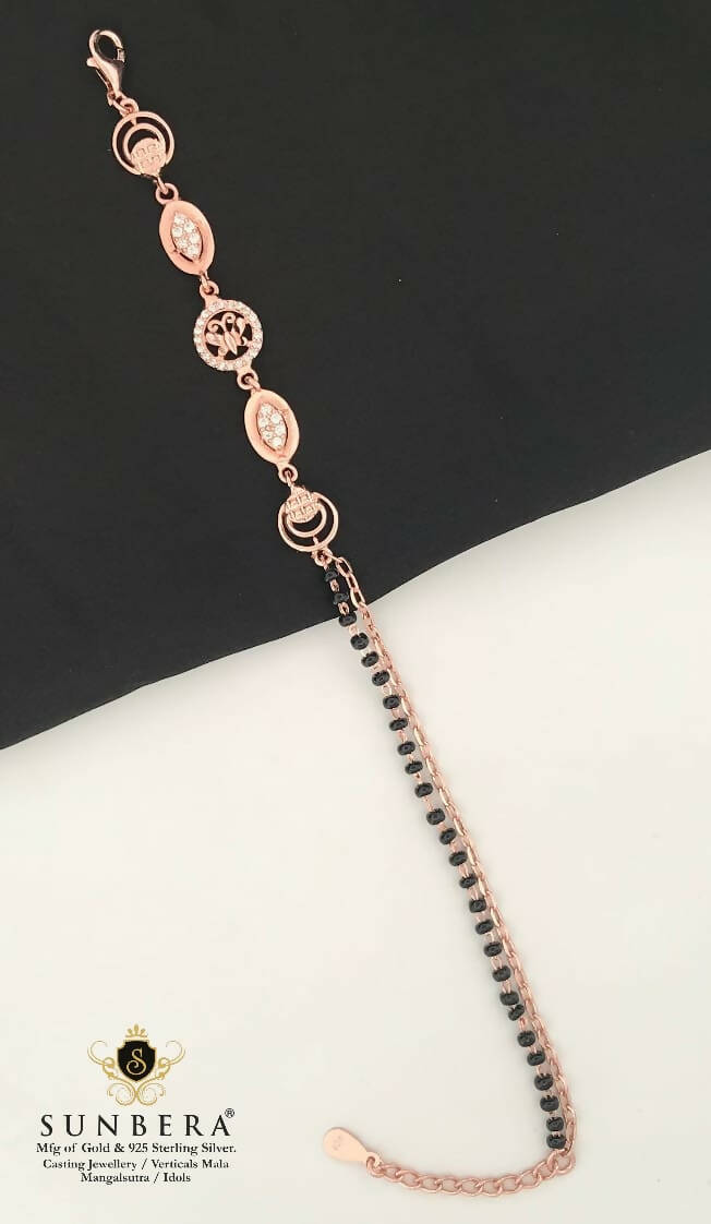 925 Silver Rose Gold Mangalsutra Bracelet Sarafa Bazar India