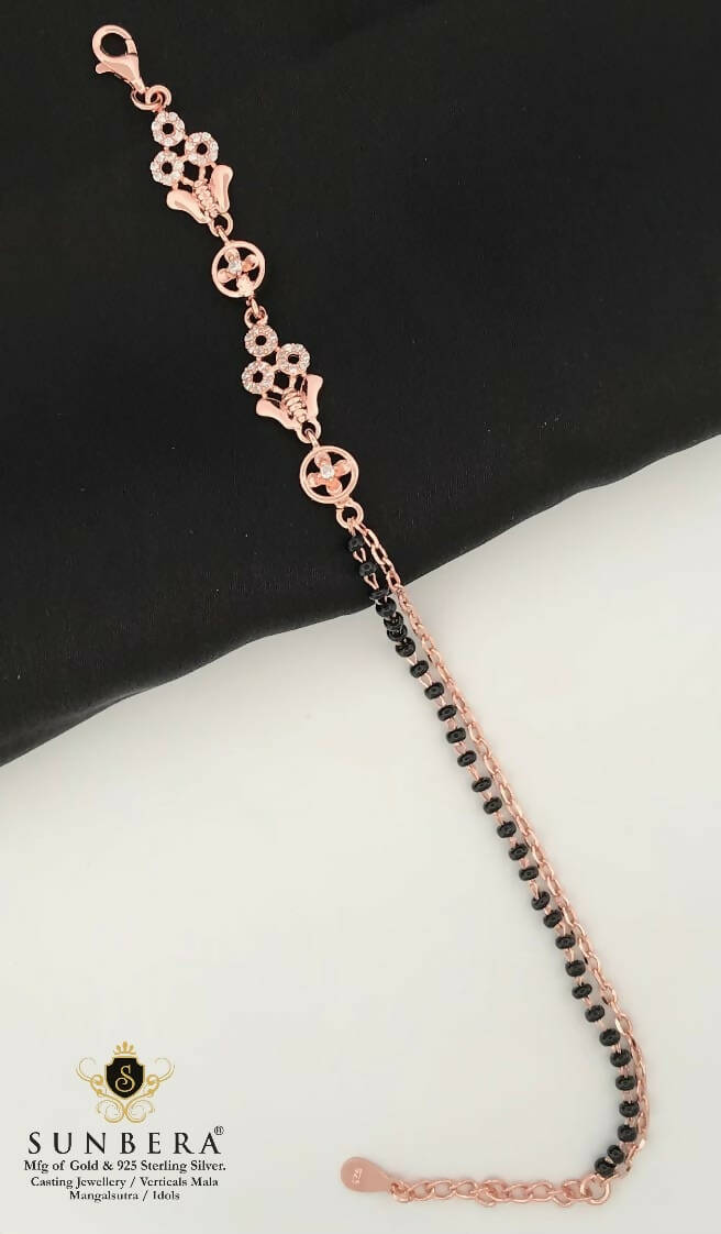 925 Silver Rose Gold Mangalsutra Bracelet Sarafa Bazar India